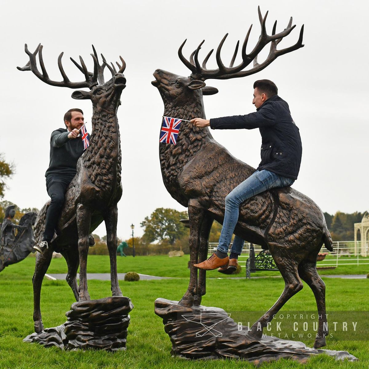 "Highland Prince" Stag on Rock Sculpture