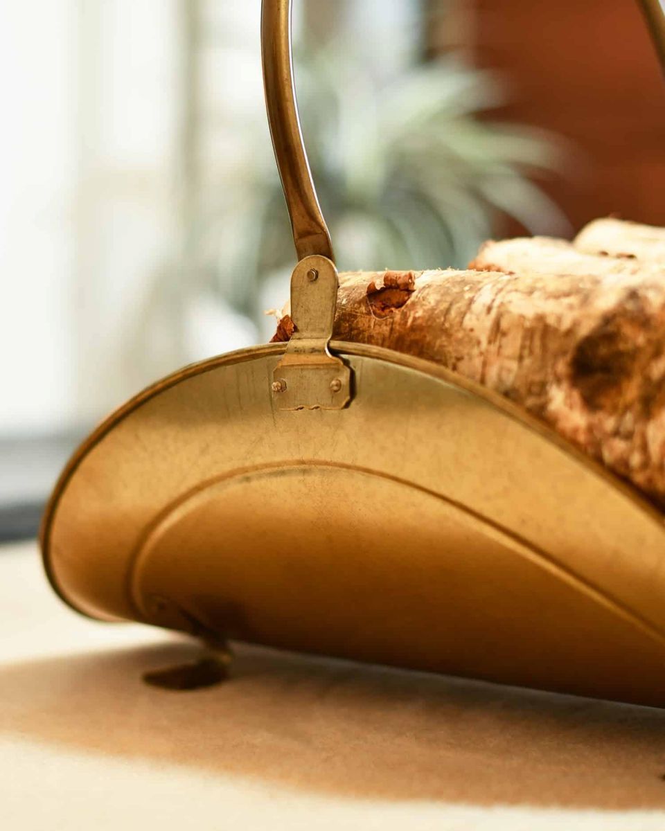 Close-Up of Handle on “Houghton Avenue” Antique Style Log Holder