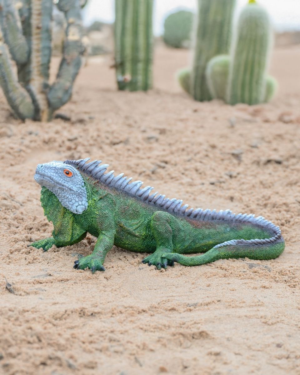 "Ignatius" the Iguana Cast Resin Garden Sculpture stood on sand