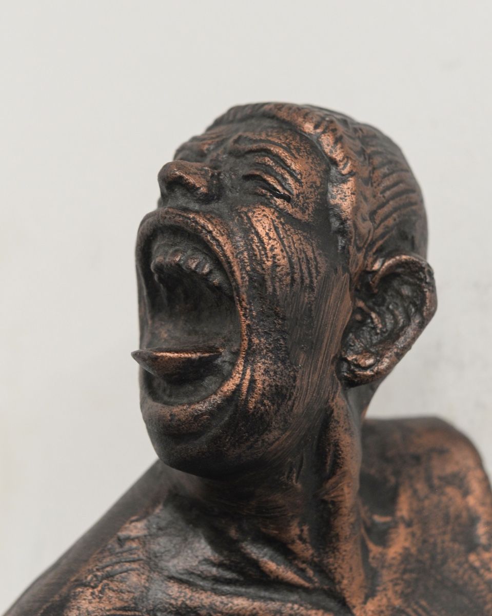 "Ignite" Cast Aluminium Wall Art in Bronze and Copper Finish side view of head