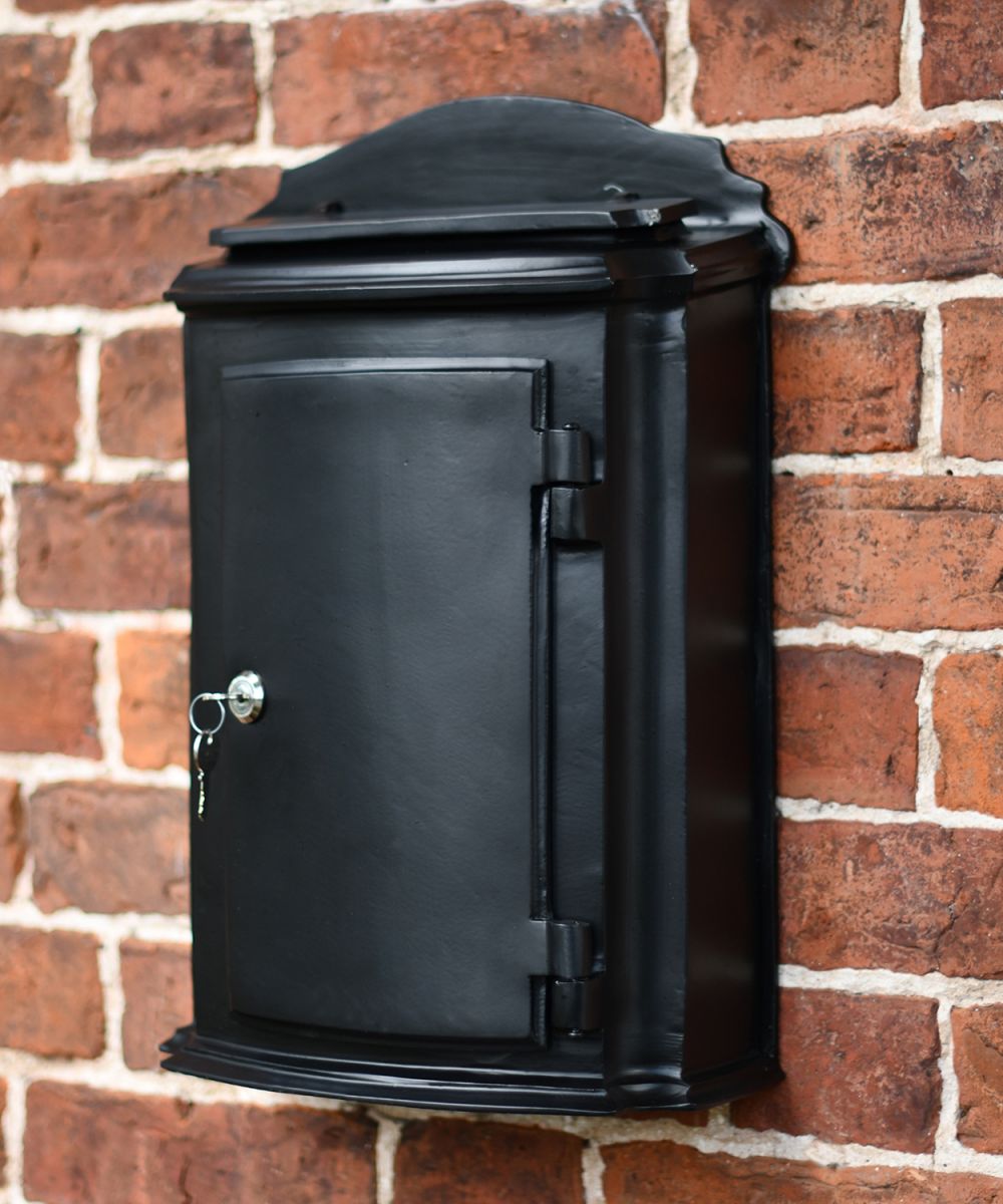 “Inkwell” Black York Post Box in Situ on a Brick Wall