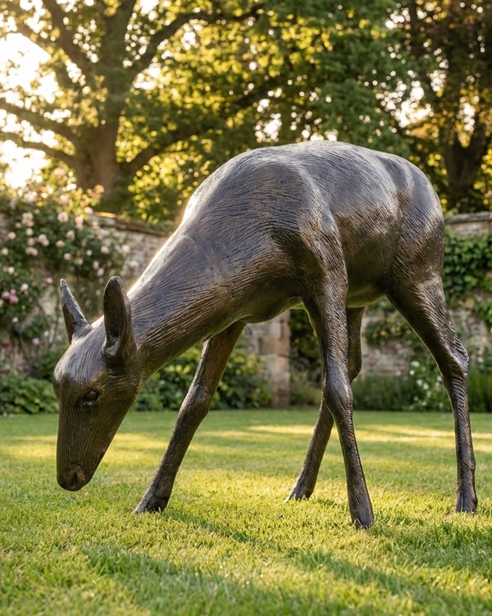 "Ivy" Doe Eating Garden Sculpture digital illustration