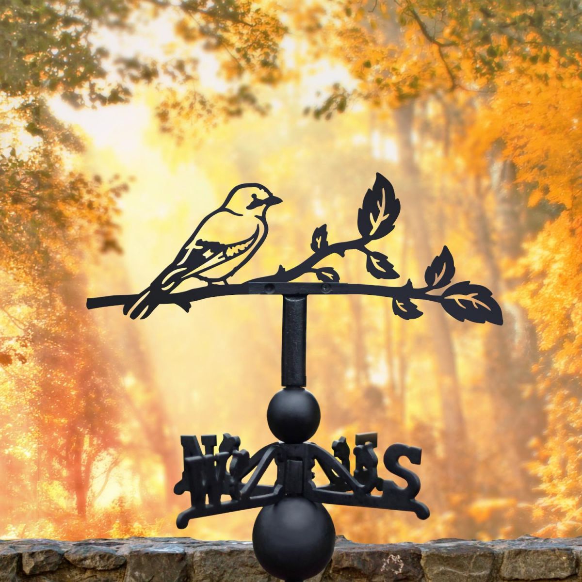 Jay weathervane in a autumnal setting