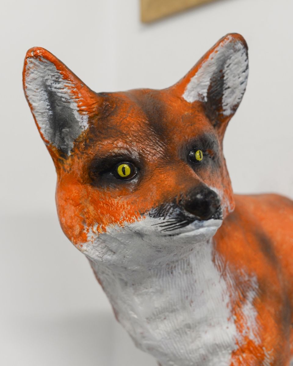 "Kit" the Red Fox Cast Aluminium Wall Art close up of head