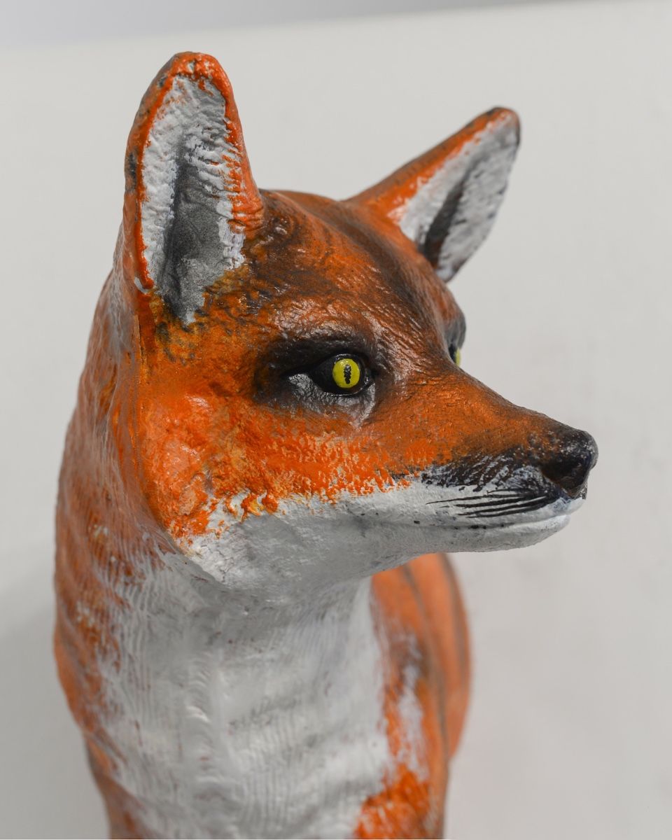 "Kit" the Red Fox Cast Aluminium Wall Art close up of head side view
