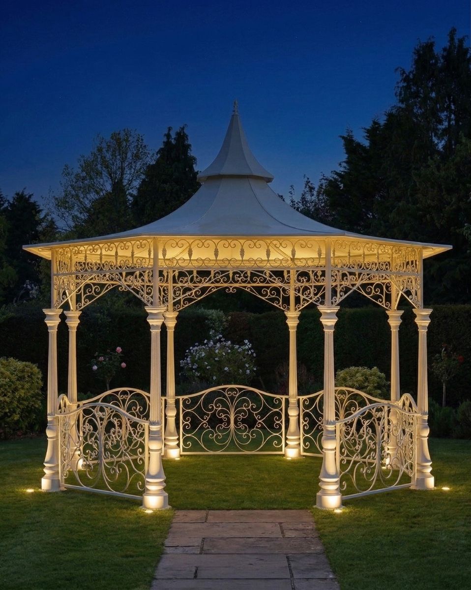 "Lady Leticia Dream Carousel" Bandstand Pavilion - 4.4m ai illustration at night with lights