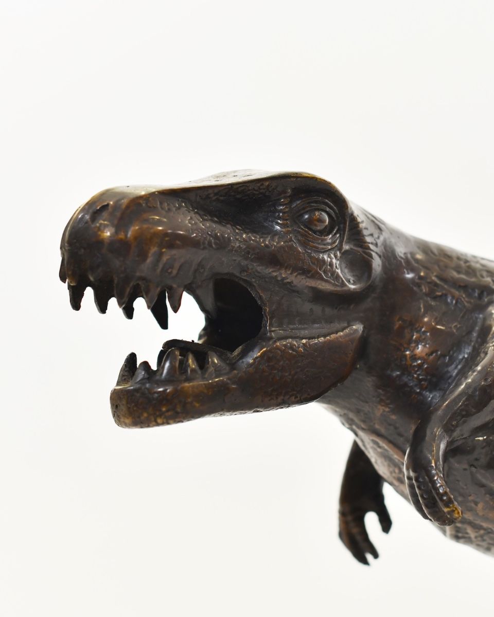 ‘Legacy’ the Cast Brass T-Rex Ornament close up on left side of head