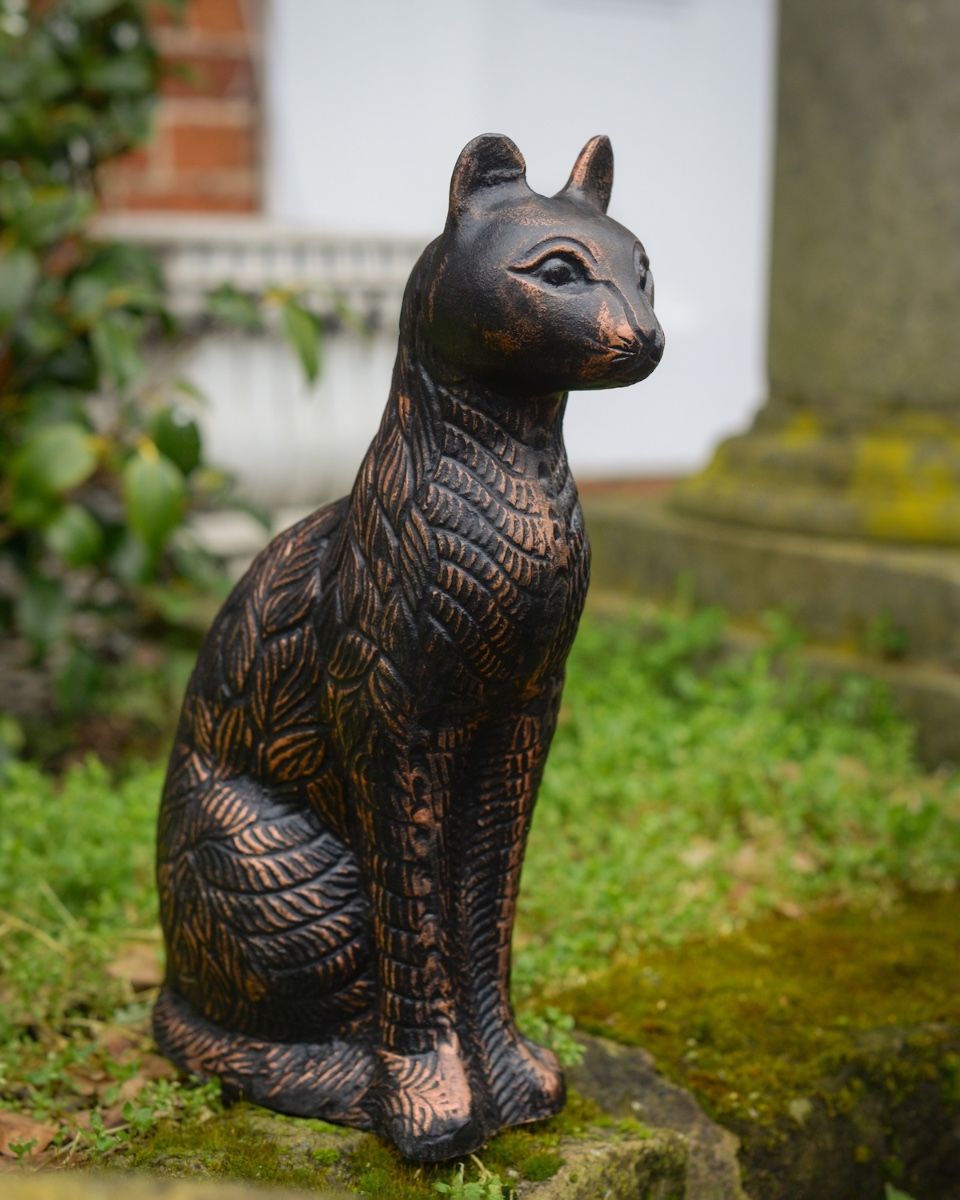 "Luna" the Sitting Cat Cast Aluminium Garden Sculpture