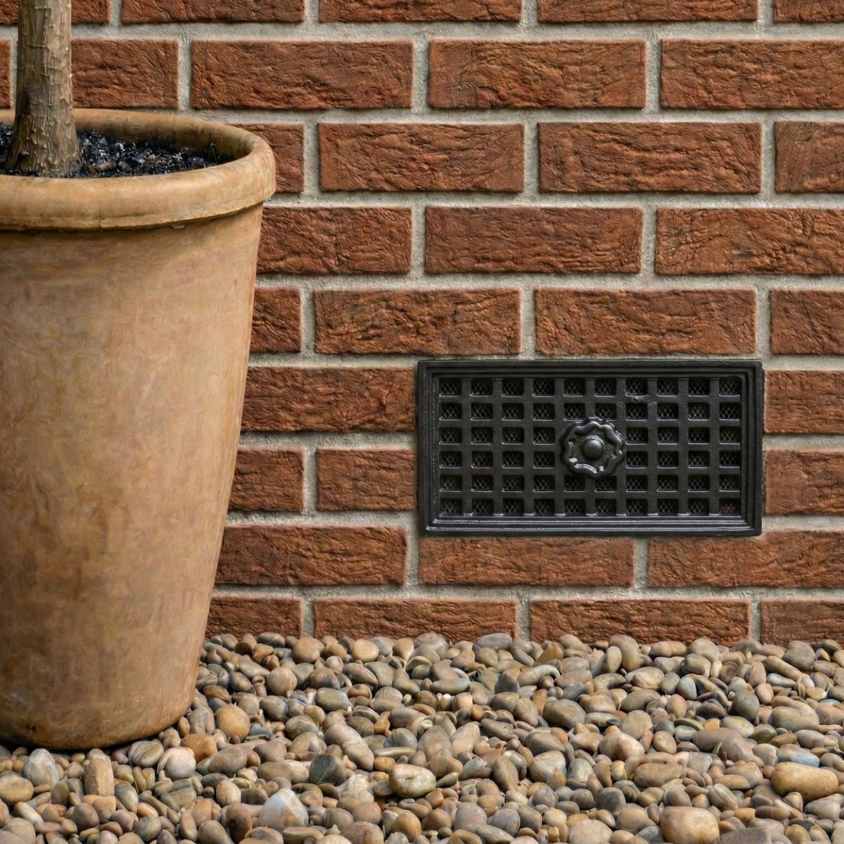 "Monarch Rose" Cast Iron Air Brick 9"x6" installed on a new home