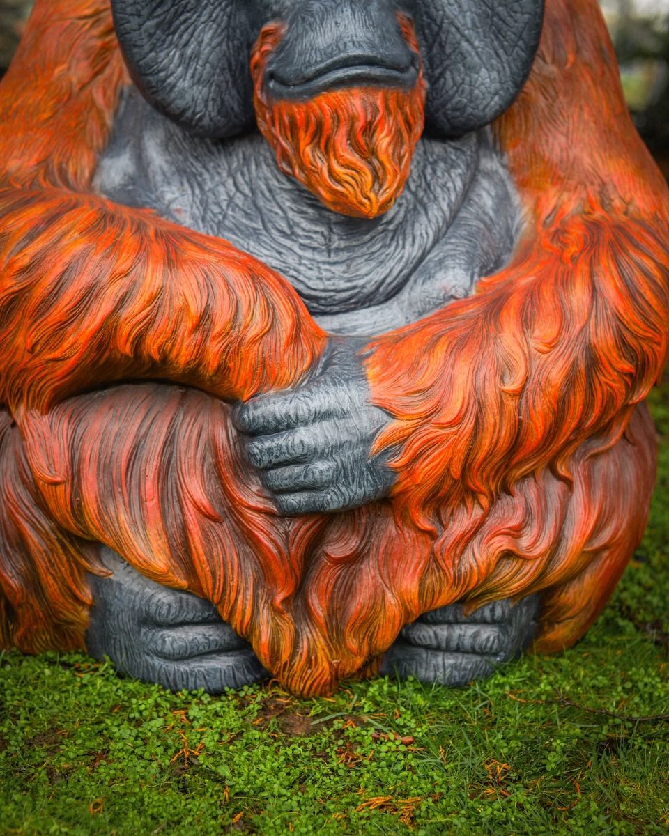 "Patriarch Orangutan" Fibreglass Garden Sculpture close up of body
