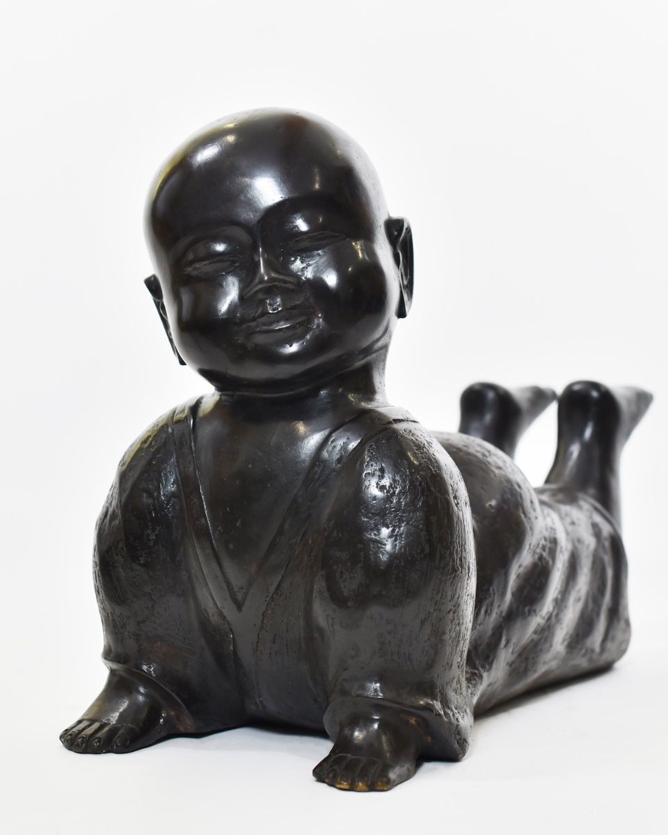 "Peaceful Cobra" Monk Yoga Ornament in Cast Brass