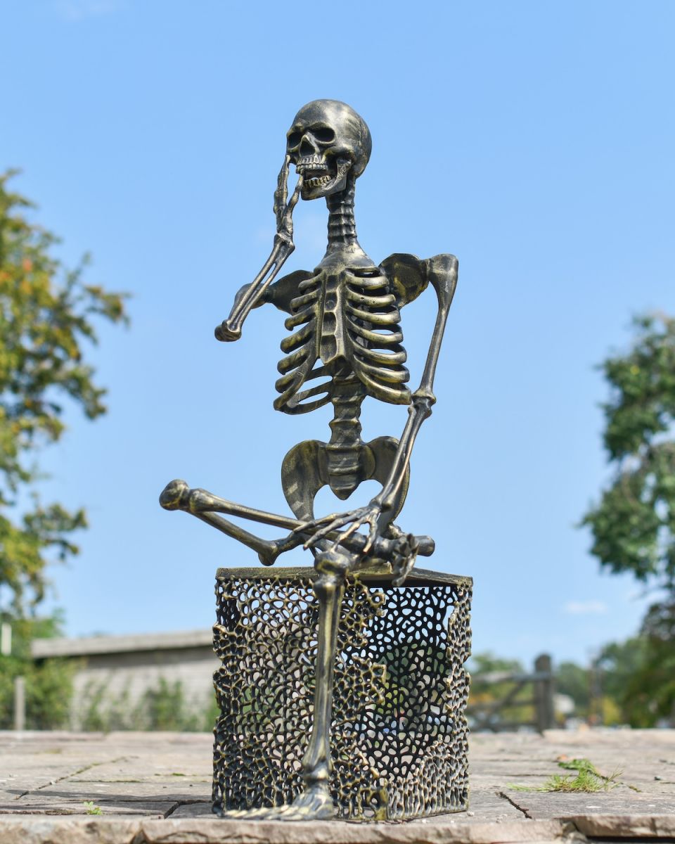 "Percival" the Pensive Skeleton with Freestanding Base