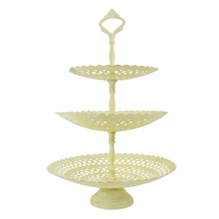 “Perincroft House” Cream Three Tiered Cake Stand 