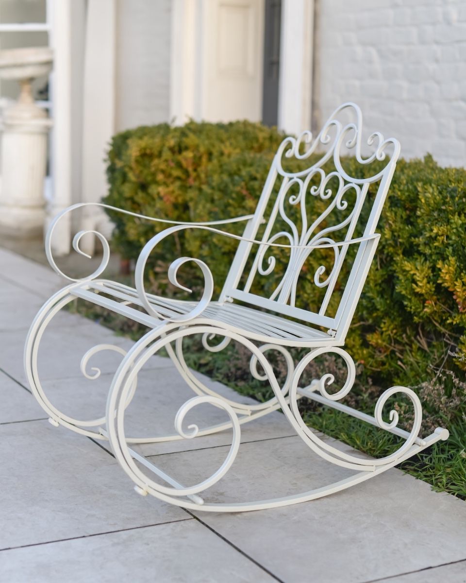 "Province" Wrought Iron Cream Garden Rocking Chair main image