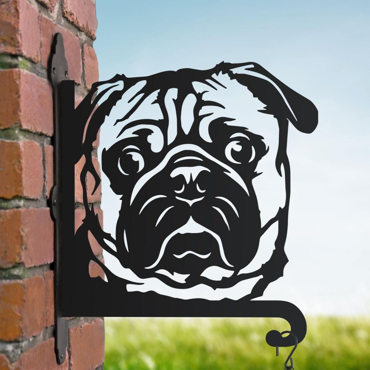 Pug hanging basket bracket in situ