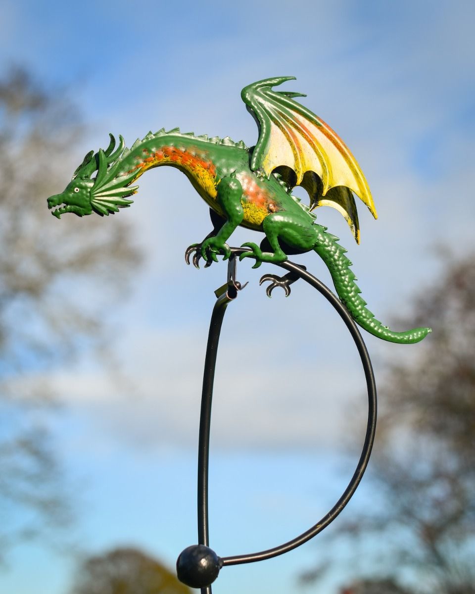 "Ragnor" the Steel Dragon Rocker Garden Spike Close up Shot of the Dragon