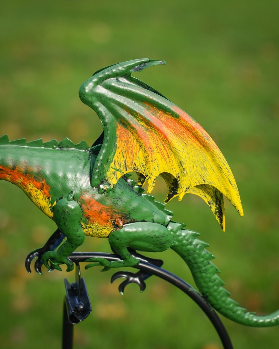 "Ragnor" the Steel Dragon Rocker Garden Spike Close up Shot of the Wings