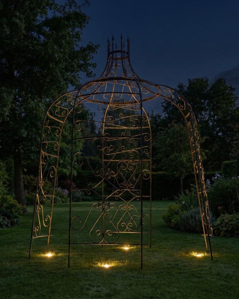 "Rapunzel" Tower Top Black Gazebo ai illustration at night