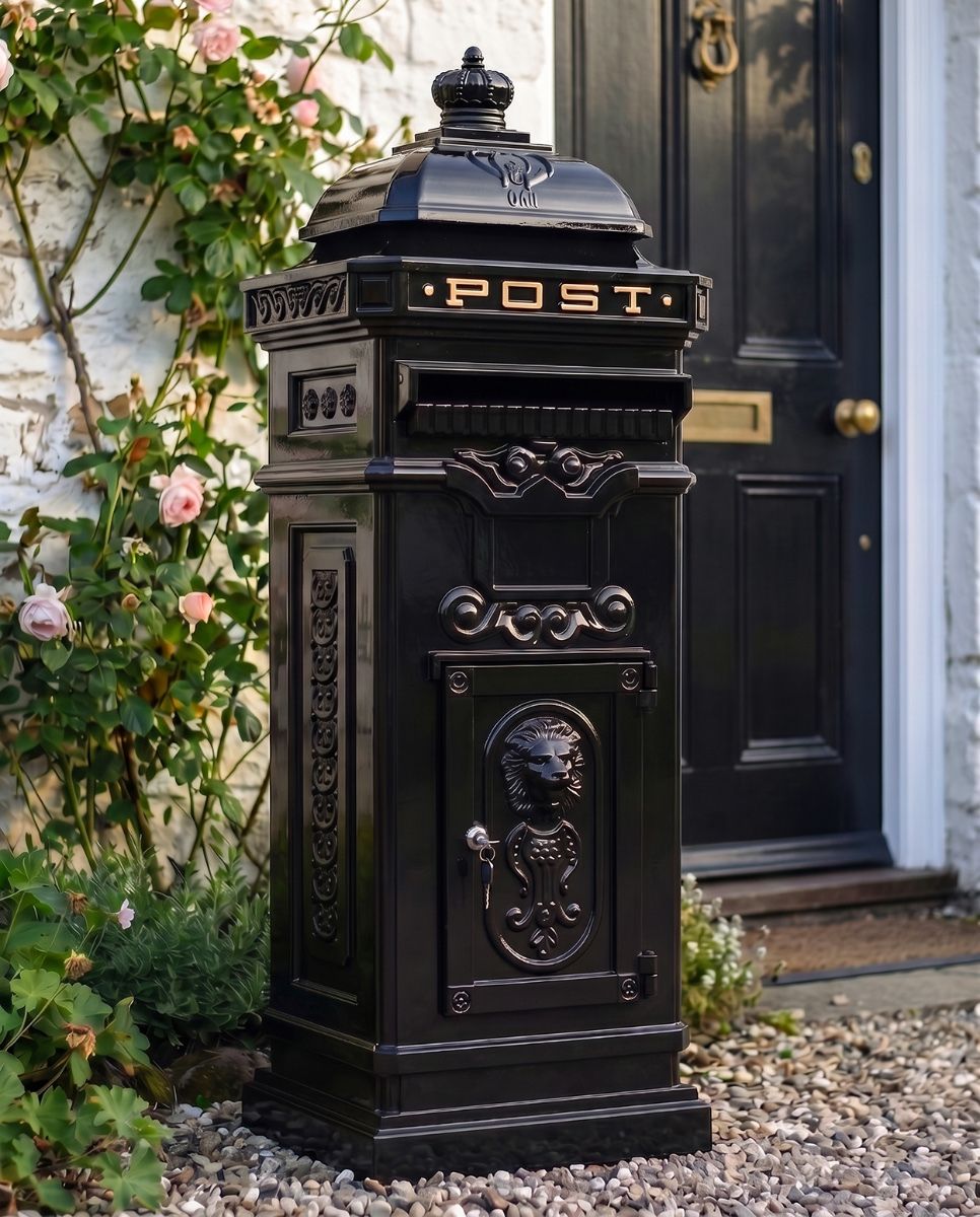 “Raventree” Deluxe Black Camden Free Standing Post Box digital illustration