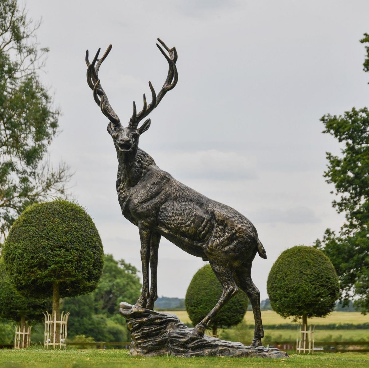 “Renwick” Stag on Rock Sculpture in Situ in the Garden