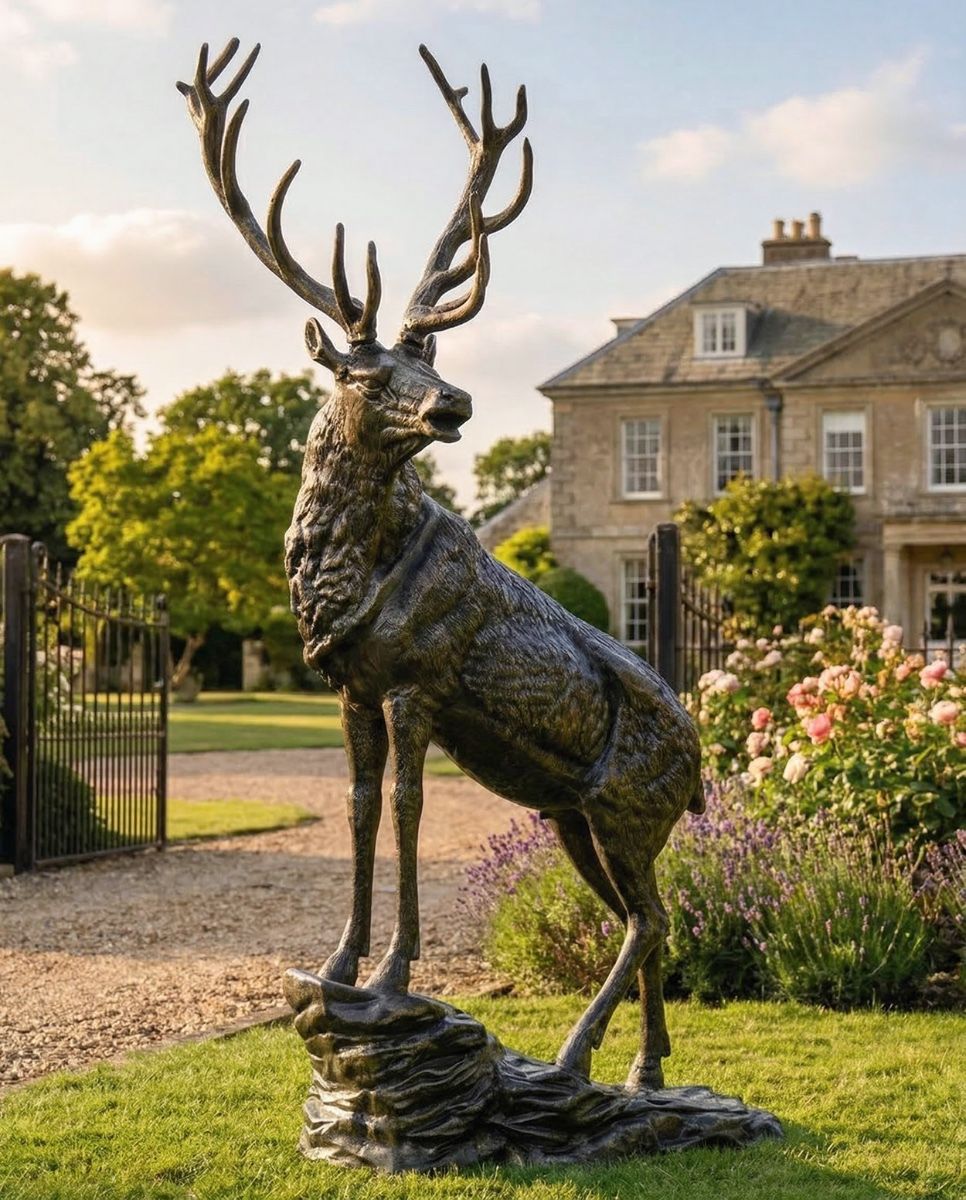 "Renwick" Stag on Rock Sculpture- Facing Left digital illustration
