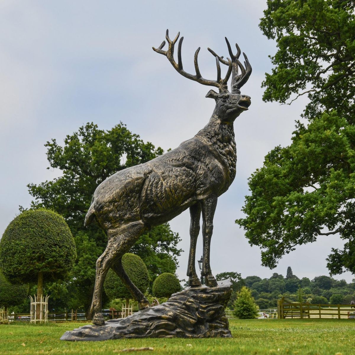 “Renwick” Stag on Rock Sculpture in Situ in the Garden