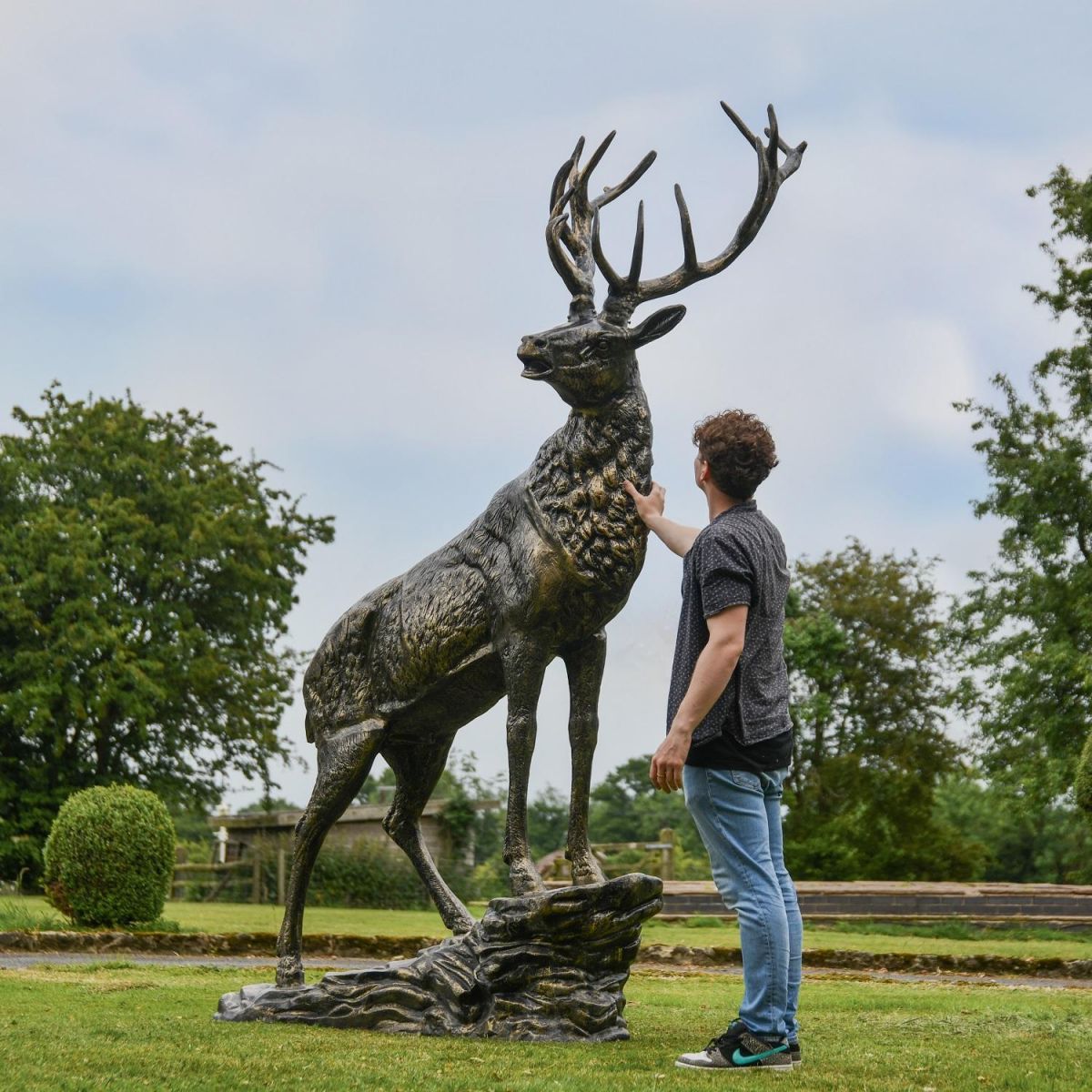 “Renwick” Stag on Rock Sculpture to Scale