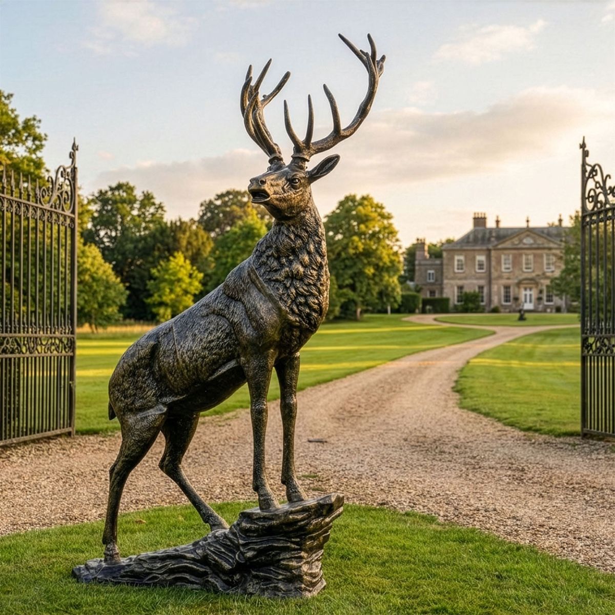 "Renwick" Stag on Rock Sculpture - Facing Right Digital Illustration