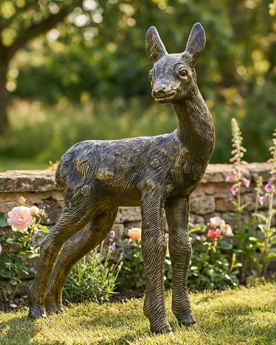 "River" Doe Garden Sculpture - Gold digital illustration