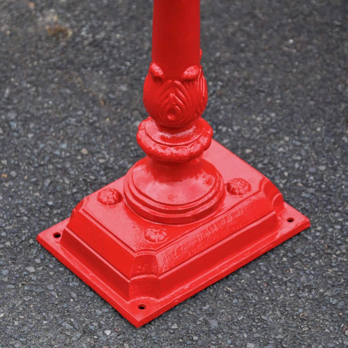 Close-Up of Stand for “Saffron Blossom” Red Suffolk Post Box