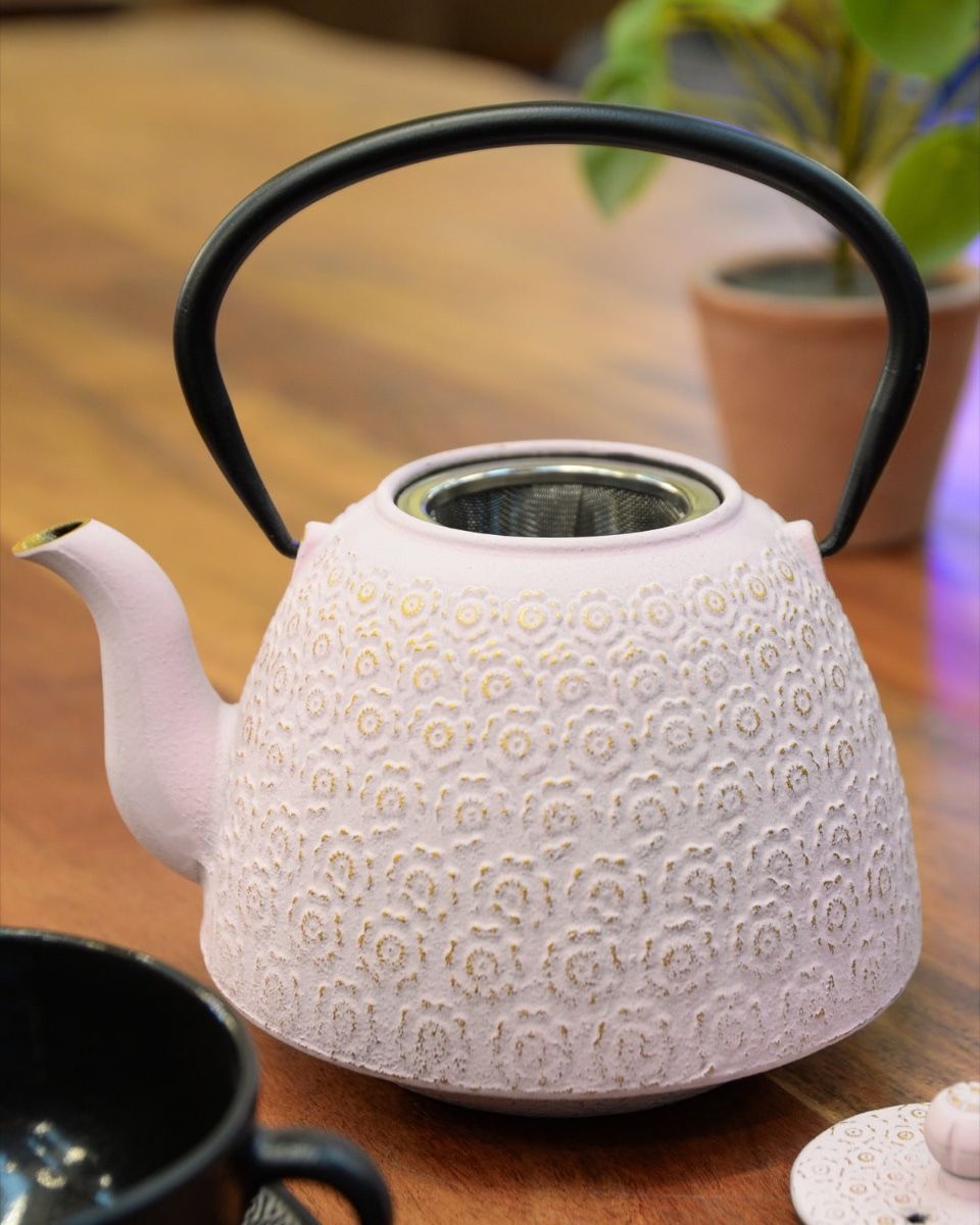 "Sakura" Cast Iron Japanese Teapot with a Pink Finish with No Lid