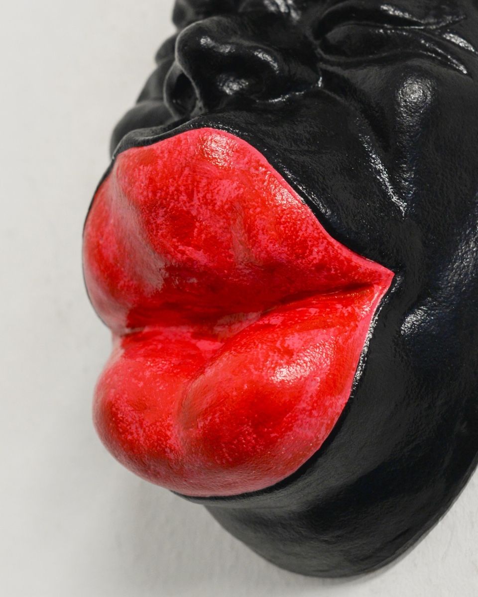 "Siren" Cast Aluminium Modern Wall Art close up of mouth