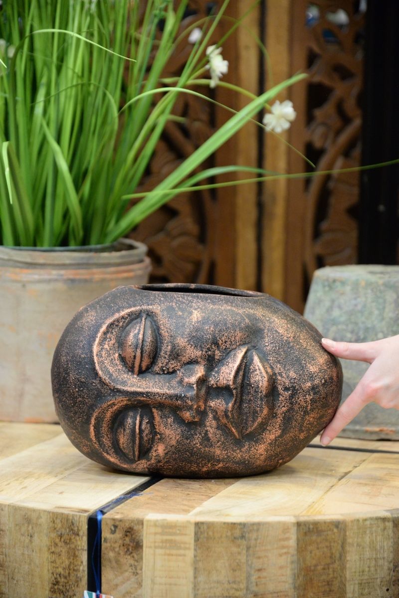 ‘Sleeping Guardian’ Contemporary Tribal Planter in Cast Aluminium Large empty to scale