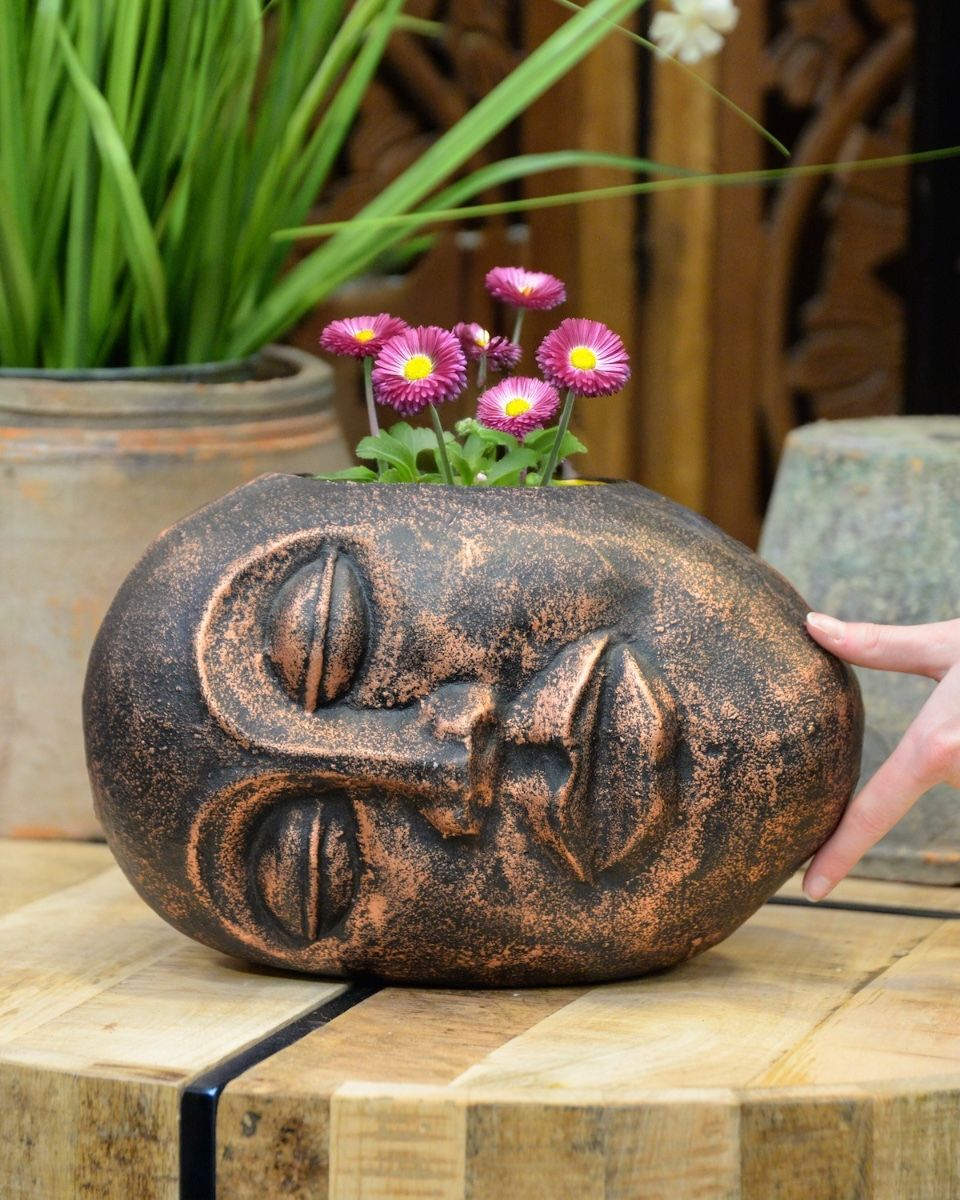 ‘Sleeping Guardian’ Contemporary Tribal Planter in Cast Aluminium Large no plant s scale with plants to scale