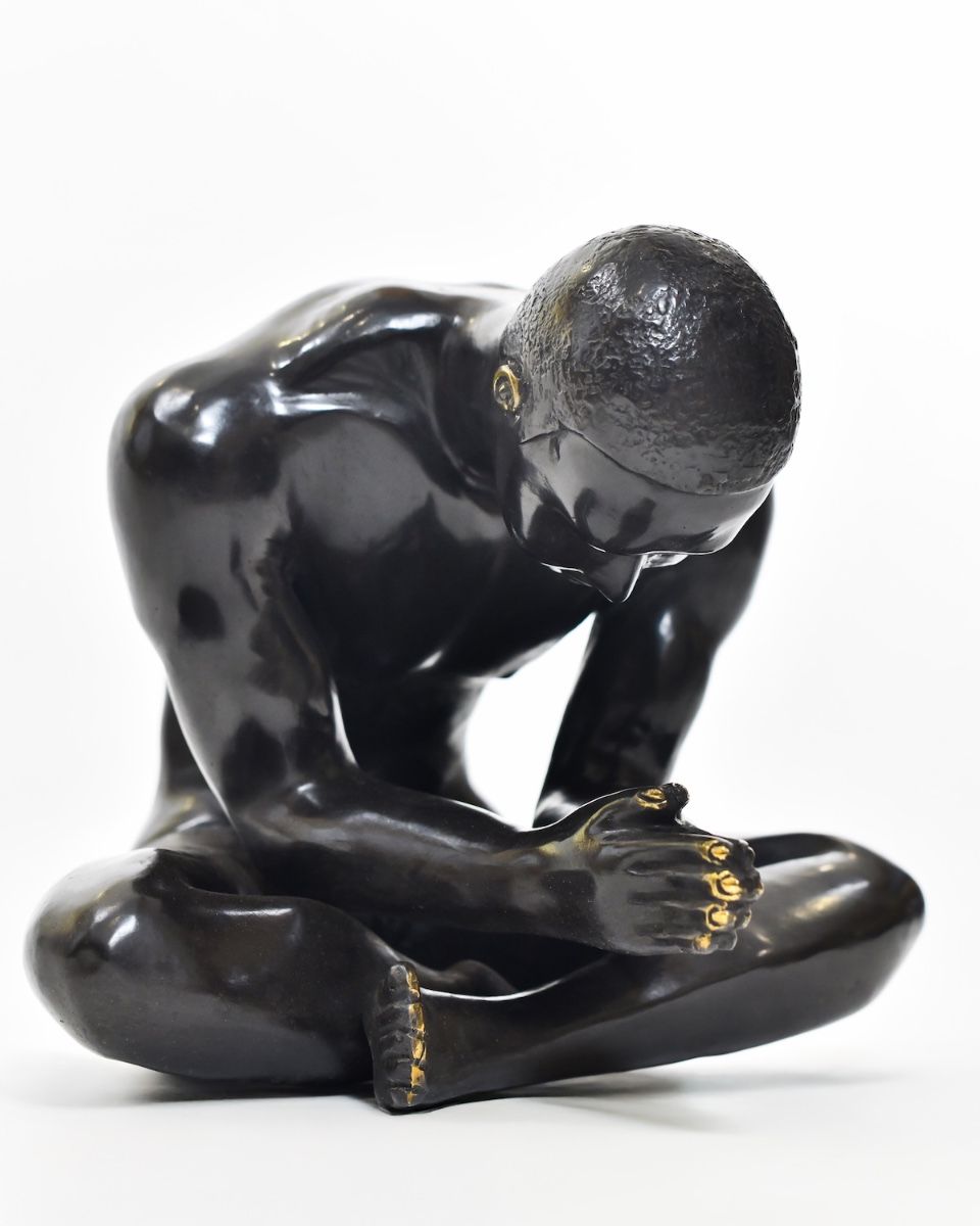 "Solitudal Prayer" Ornament in Cast Brass angled view