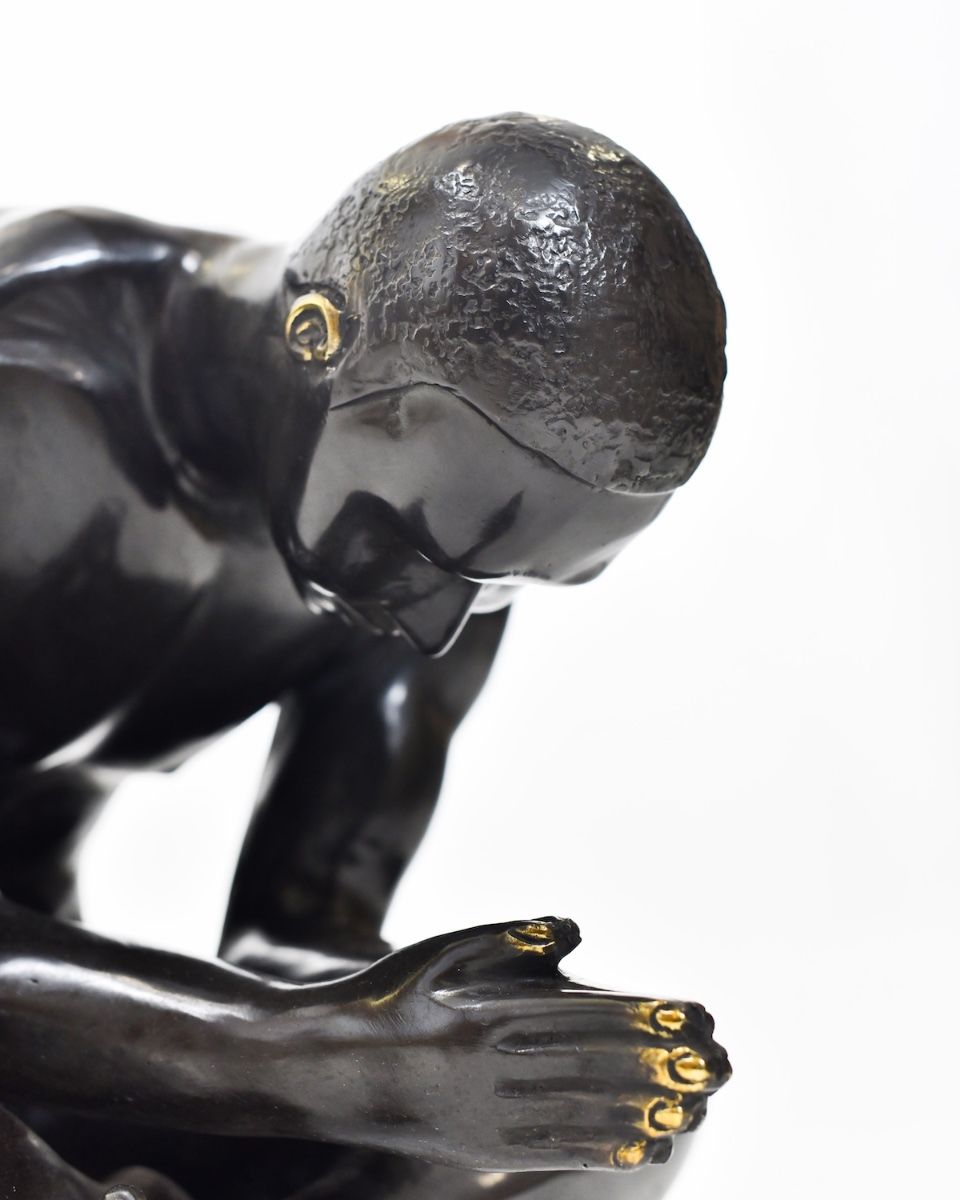 "Solitudal Prayer" Ornament in Cast Brass close up of head