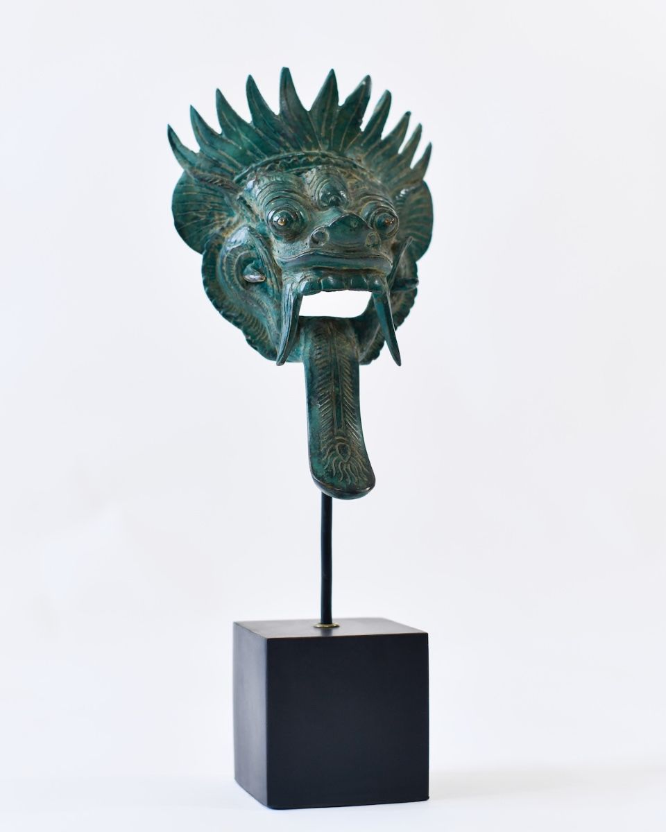 "Sovereign Guardian" Cast Brass Balinese Mask Ornament