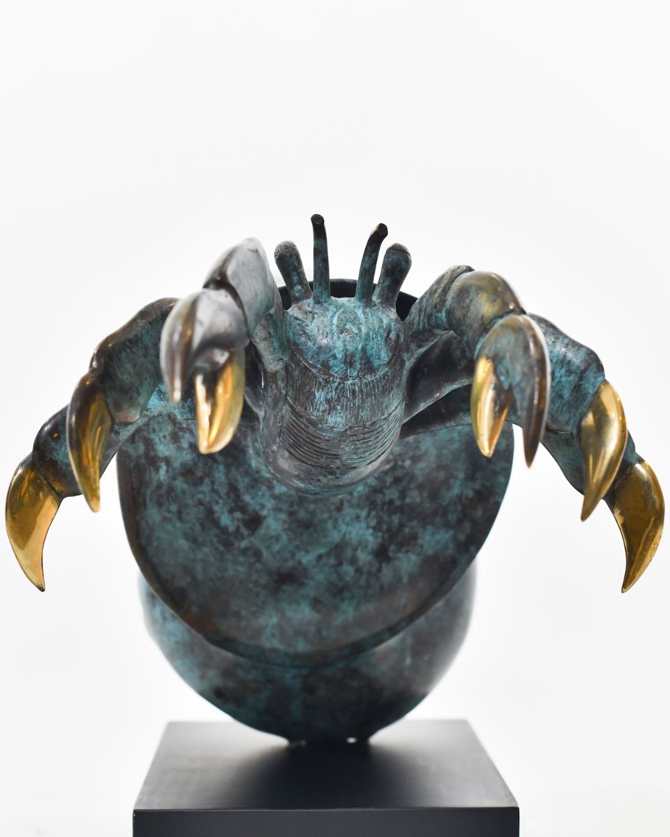 "Sovereign of the Shell" Hermit Crab Sculpture in Cast Brass front view