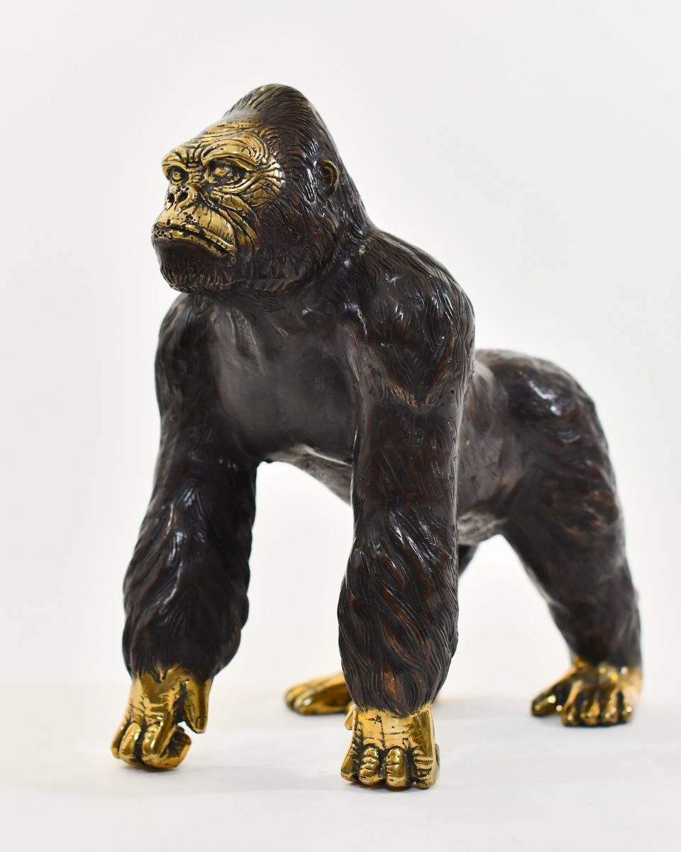 "Sovereign Strength" Cast Brass Gorilla Sculpture