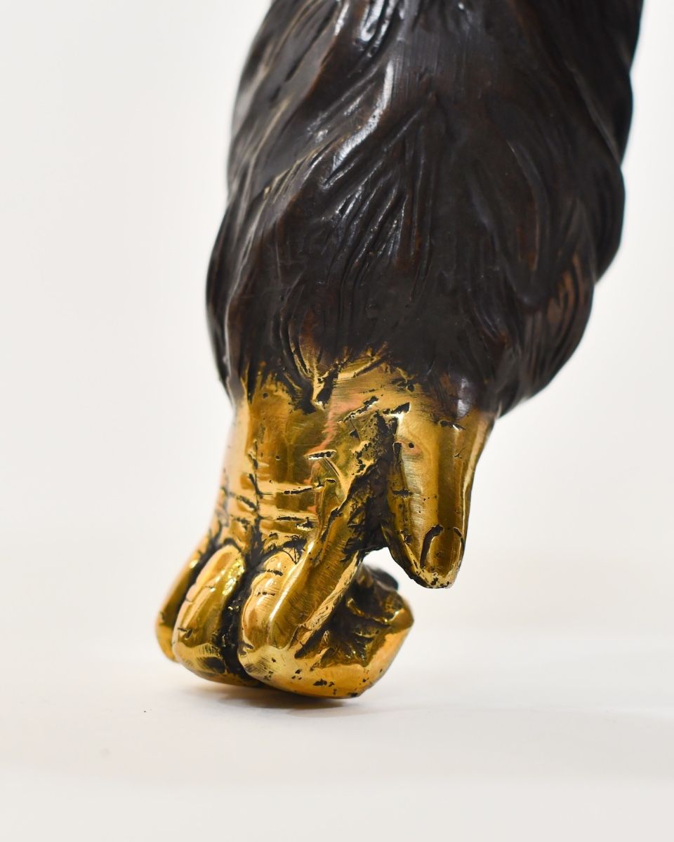 "Sovereign Strength" Cast Brass Gorilla Sculpture close up of hand