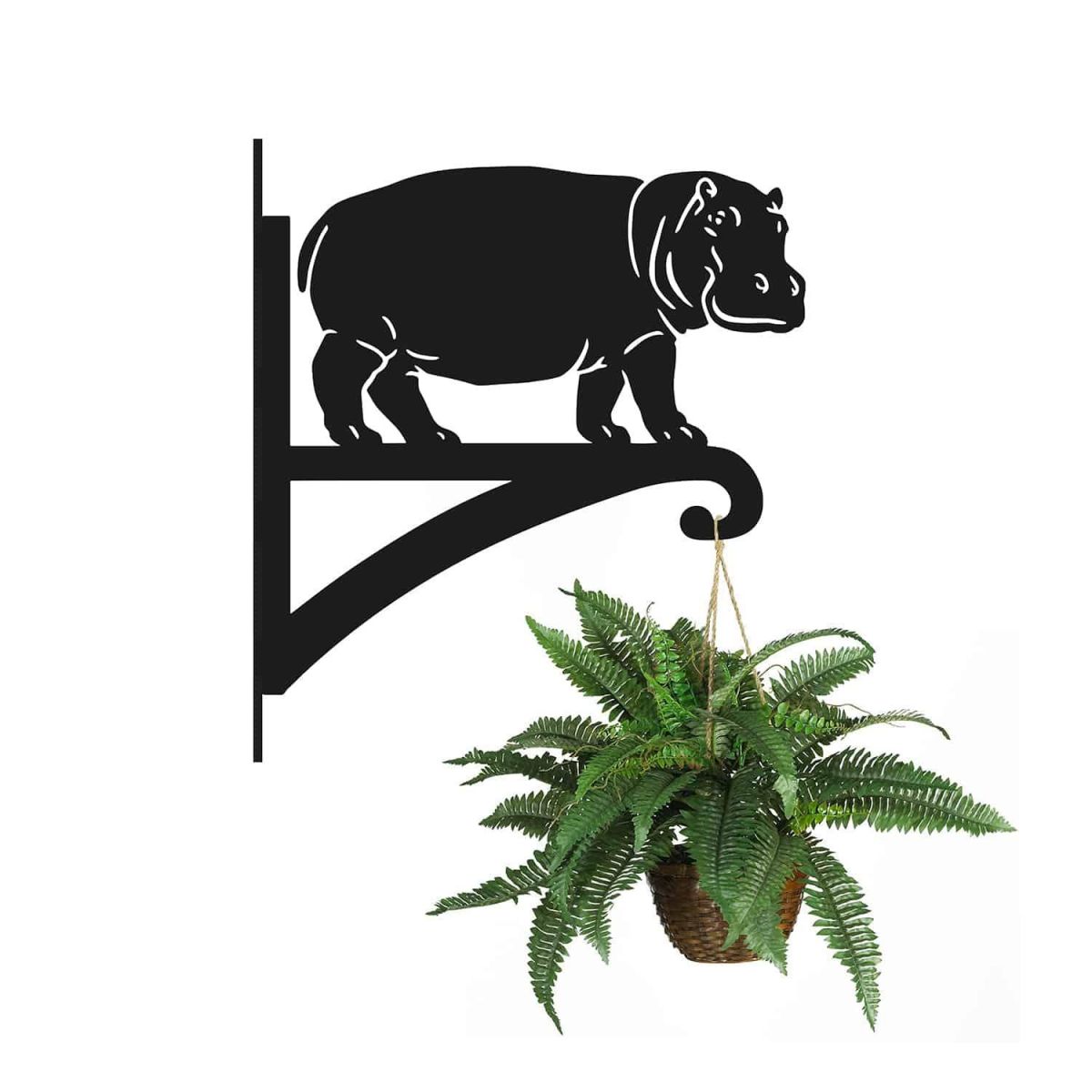 Steel Standing Hippo Hanging Basket Bracket with Planter Steel Standing Hippo Hanging Basket Bracket with Planter