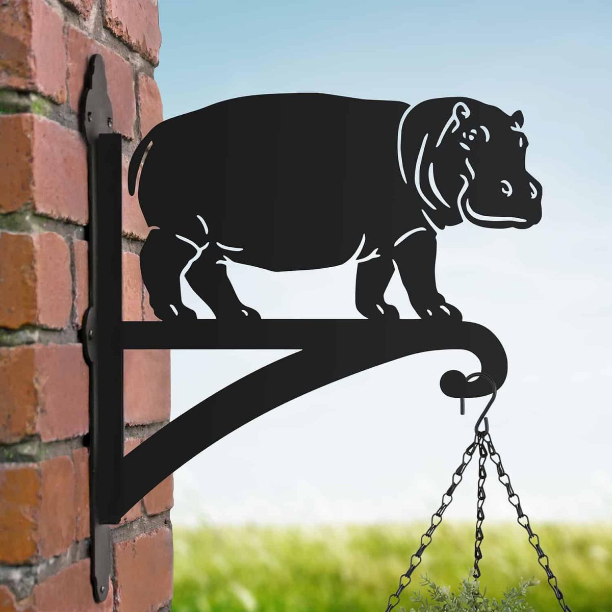Steel Standing Hippo Hanging Basket Bracket Steel Standing Hippo Hanging Basket Bracket