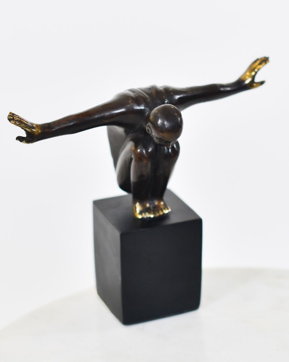 "Symmetry" Cast Brass Interior Sculpture high angle shot