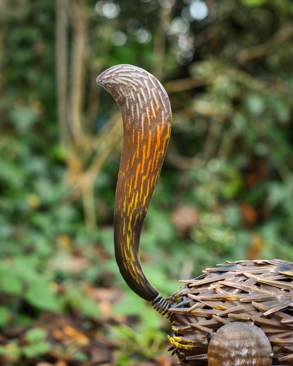 "Thatch" Steel Fox Garden Sculpture close up of tail
