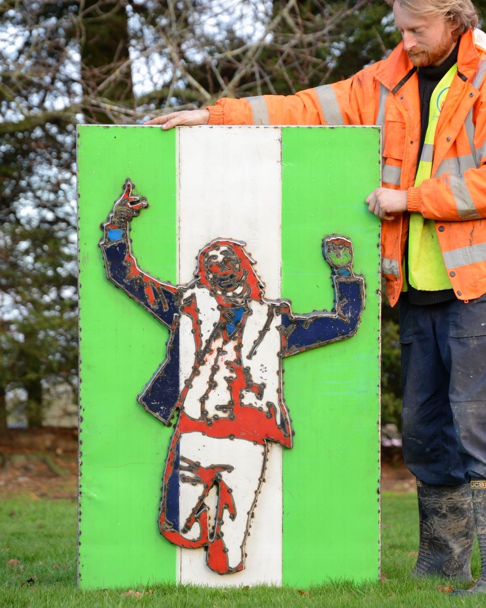 "The Dancing Anarchist" Oil Drum Scrap Metal Wall Art