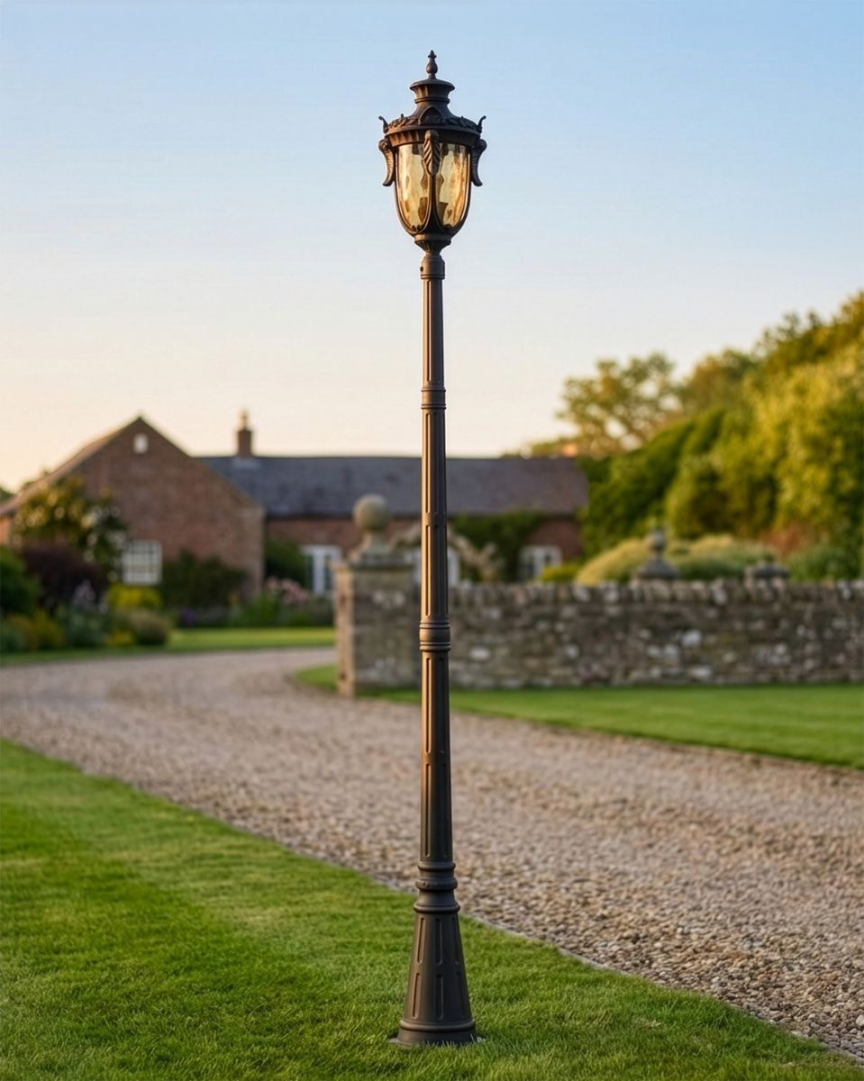 "The Elersburg" Dark Bronze Fluted Lamp Post 2.39m digital illustration