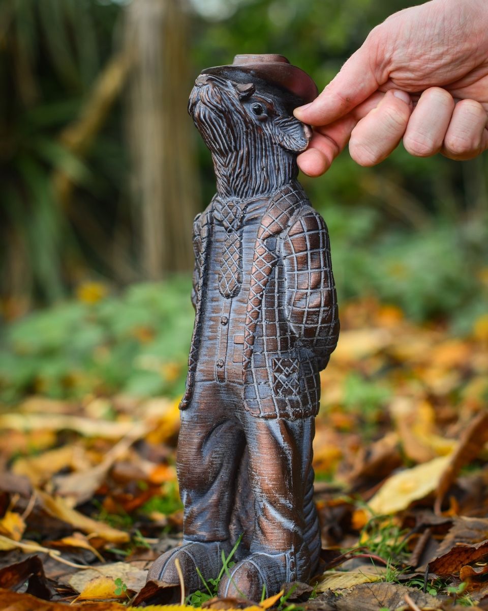 ‘The Hearthland Squire’ Resin Garden Sculpture - Small with hand in shot for scale