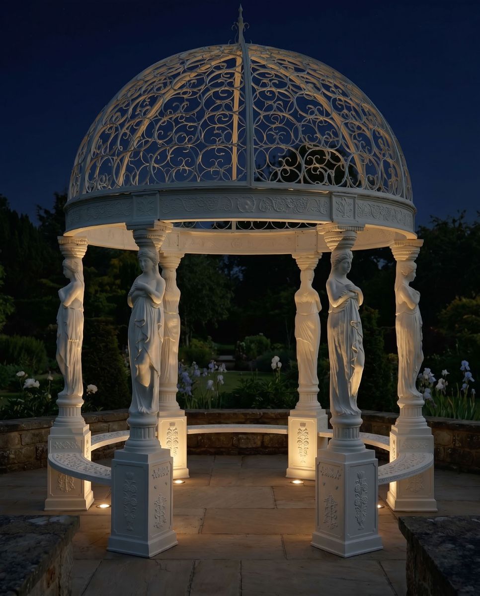 "The Imperial Adariani" Cream Gazebo Digital Illustration new At Night
