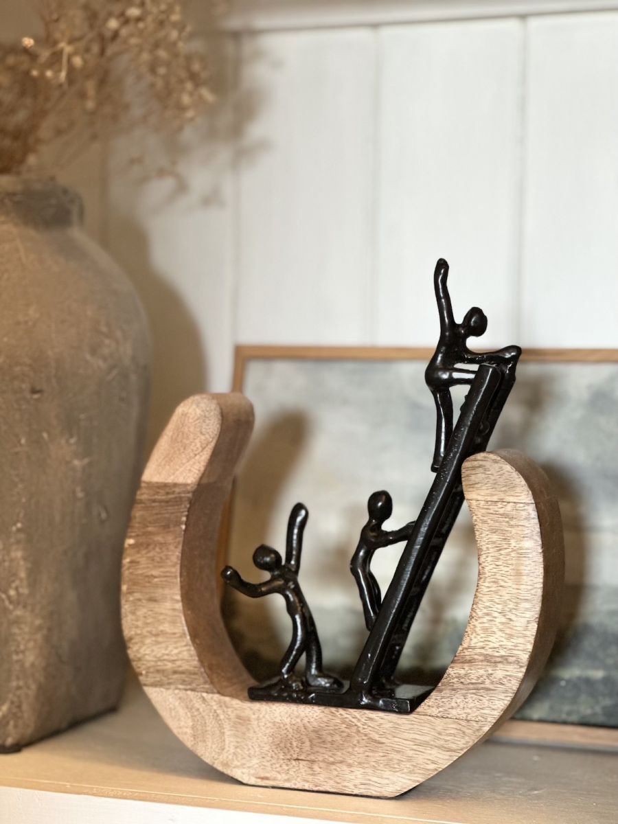 "The Liberation" Aluminium & Mango Wood Sculpture - Black "The Liberation" Aluminium & Mango Wood Sculpture - Black