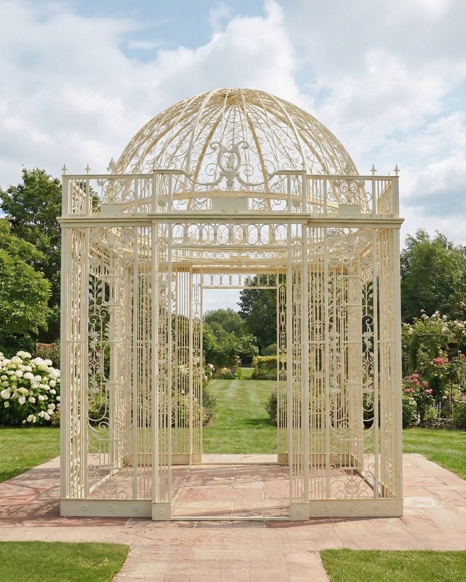 "The Royal Alexandria" Cream Wrought Iron Gazebo